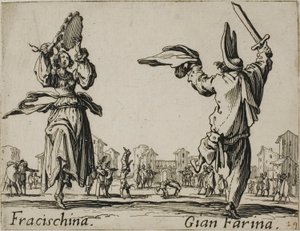 Fracischina - Gian Farina, plade 17 fra Balli di Sfessania af Jacques Callot