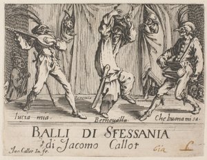 Frontispice, fra Balli di Sfessania af Jacques Callot