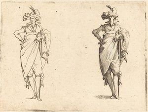 Gentleman set forfra med hånden på hoften af Jacques Callot