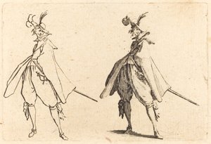 Herre i stor kappe, set forfra af Jacques Callot