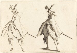 Herre i stor kappe, set forfra af Jacques Callot