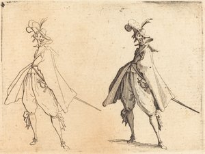 Herre i stor kappe, set forfra, ca. 1617. af Jacques Callot