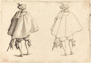 Herre i stor kappe, set bagfra af Jacques Callot
