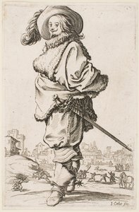 Gentleman in a Fur-Trimmed Cloak, fra serien "The Nobility of Lorraine" af Jacques Callot