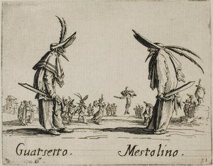 Guatsetto - Mestolino, plade 5 fra Balli di Sfessania af Jacques Callot