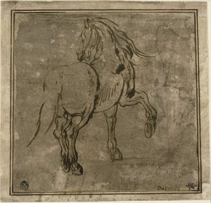 Hest, set tre kvarter bagfra af Jacques Callot