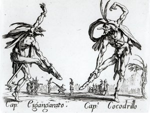 I Balli de Spessanei, eller Den Store Jagt (gravering) (s/h foto) af Jacques Callot