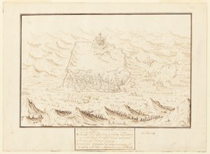 Isometrisk udsigt over Torra de Ottaggio af Jacques Callot