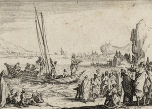 Jesus prædiker ved havet, 1635 af Jacques Callot