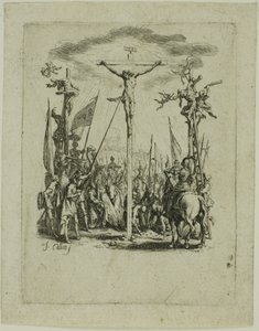 Jesus gennembores med en lanse, fra Den lille passion af Jacques Callot