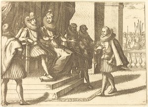 Konge og Dronning i Samråd om Tyrkerne af Jacques Callot