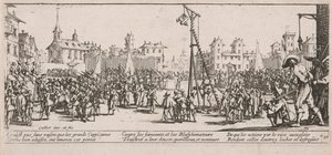 The Strapado, illustration fra The Large Miseries of War af Jacques Callot
