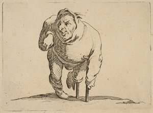 Krøblingen med en krykke og en træ ..., 1616-22. af Jacques Callot