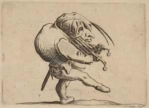 Mand, der skraber en grill i skikkelse af en vold..., 1616-22. af Jacques Callot