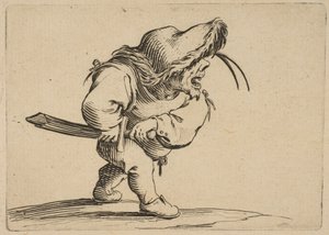 LHomme SApprêtant en Tirer søn Sabelmand forbereder sig på at trække sit sværd, fra Varie Fig..., 1616-22. af Jacques Callot