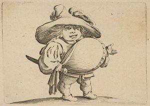 Mand med en stor mave dekoreret med en række knapper Mand med en stor mave dekoreret med..., 1616-22.