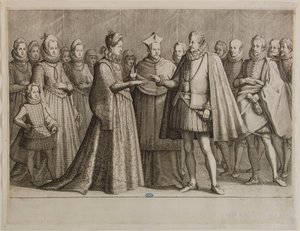 Ferdinand I de’ Medicis’ liv, Ferdinand I’s bryllup. Første nummer i en serie på 16 færdige stykker og 2 ekstra stykker (Lieure 147, Meaume 534) af Jacques Callot
