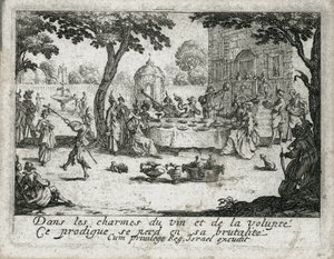 Den fortabte søns liv ... (kobberstik) af Jacques Callot