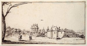 La Vieille et la Neuve Malgrange (pen & brunt blæk på papir) af Jacques Callot