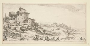 La chasse au cerf (Hjortejagt nær herregården), fra Landscapes for Giovanni de Medici af Jacques Callot