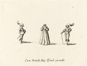 Lady set bagfra, og to herrer af Jacques Callot