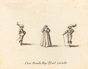 Dame set bagfra og to herrer, sandsynligvis 1634. af Jacques Callot