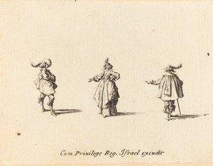 Dame med udstrakt Arm og to Herrer af Jacques Callot