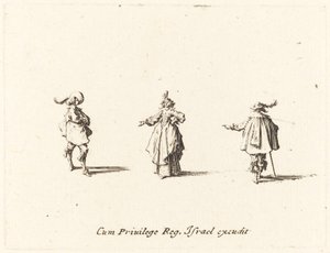 Dame med udstrakt Arm og to Herrer af Jacques Callot