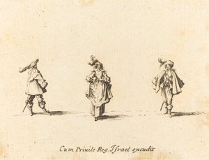 Dame med Plumes og to Herrer af Jacques Callot
