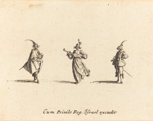 Dame med strengeinstrument og to herrer af Jacques Callot