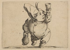 Le Beveur vu de Face Drikkeren set forfra, fra Varie Figure Gobbi, jakkesæt..., 1616-22. af Jacques Callot
