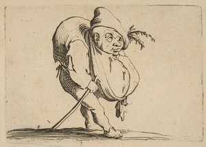 Le Bossu a La Canne The Hunchback with a Cane, fra Varie Figure Gobbi, suite kaldet..., 1616-22. af Jacques Callot