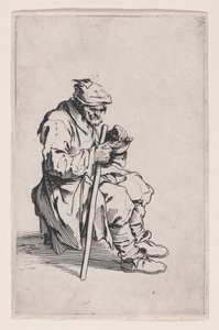 Den siddende og spisende tigger, fra „Les Gueux, suite appelée aussi Les Mendiants, Les Baroni, ou Les Barons“ af Jacques Callot