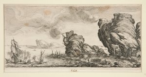 Le combat naval (Naval battle), fra Landscapes for Giovanni de Medici af Jacques Callot