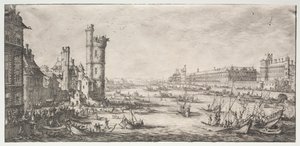 De to fantastiske udsigter over Paris: Udsigt over Louvre af Jacques Callot