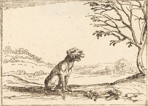 Løvinde sørger over sin unge af Jacques Callot