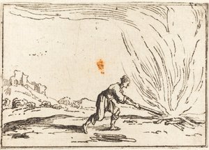 Mand, der deltager i en brand af Jacques Callot