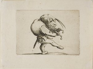 Man Playing a Grill as a Violin, fra Varie Figure Gobbi af Jacques Callot