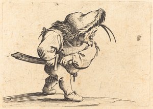 Mand forbereder sig på at trække sit sværd af Jacques Callot