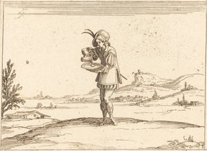 Mand vasker en perle. af Jacques Callot