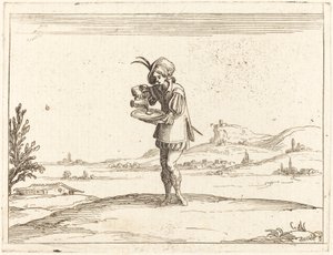 Mand vasker en perle af Jacques Callot