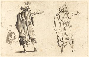 Mand set bagfra med sin højre arm udstrakt af Jacques Callot