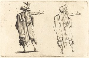 Mand set bagfra med sin højre arm udstrakt af Jacques Callot