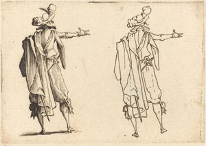 Mand set bagfra med højre arm udstrakt af Jacques Callot