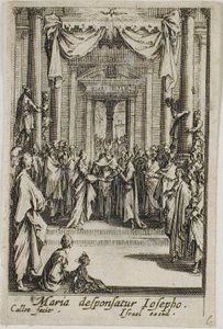 Maria gifter sig med Josef, fra The Life of the Virgin af Jacques Callot