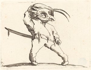 Maskeret mand med snoede fødder, ca. 1622. af Jacques Callot