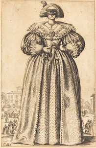 Maskeret adelig kvinde af Jacques Callot