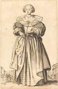 Ædel kvinde med vifte af Jacques Callot