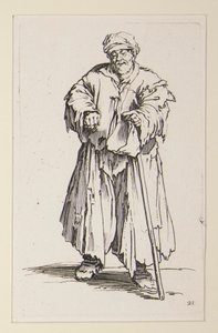 Fed mand med sænkede øjne, fra tiggerne (Le mendiant obese aux yeux baisses) af Jacques Callot