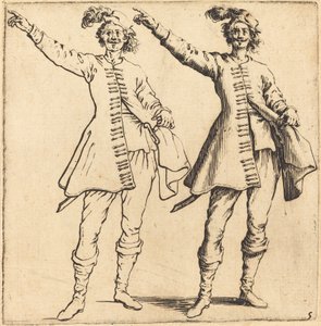 Officer, med strakt arm, set forfra af Jacques Callot